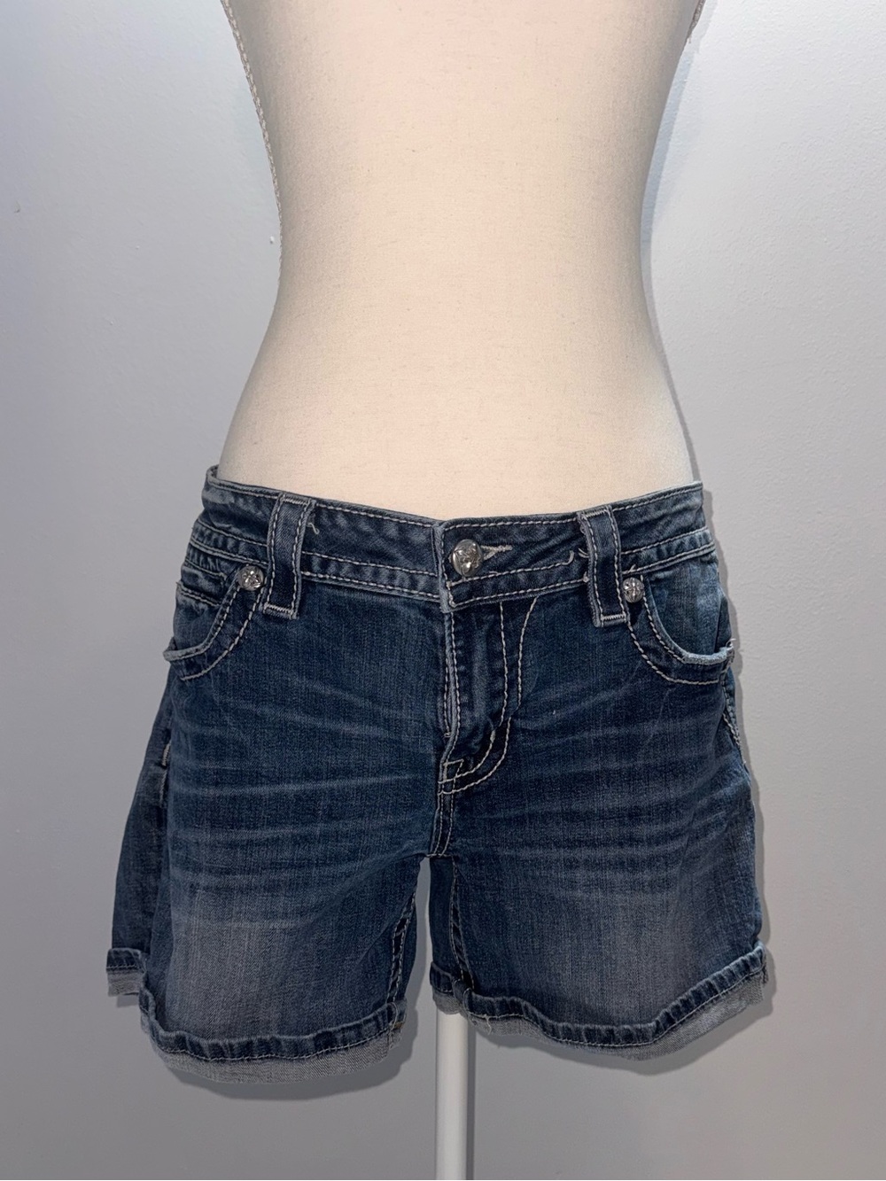 Dark Wash Miss Me Shorts - Women's Casual Jean Shorts